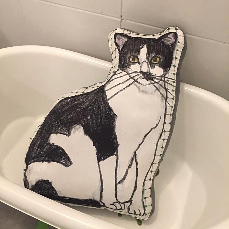 定制你的毛小孩抱枕- 猫咪sample - 枕头/抱枕 - 聚酯纤维 黑色