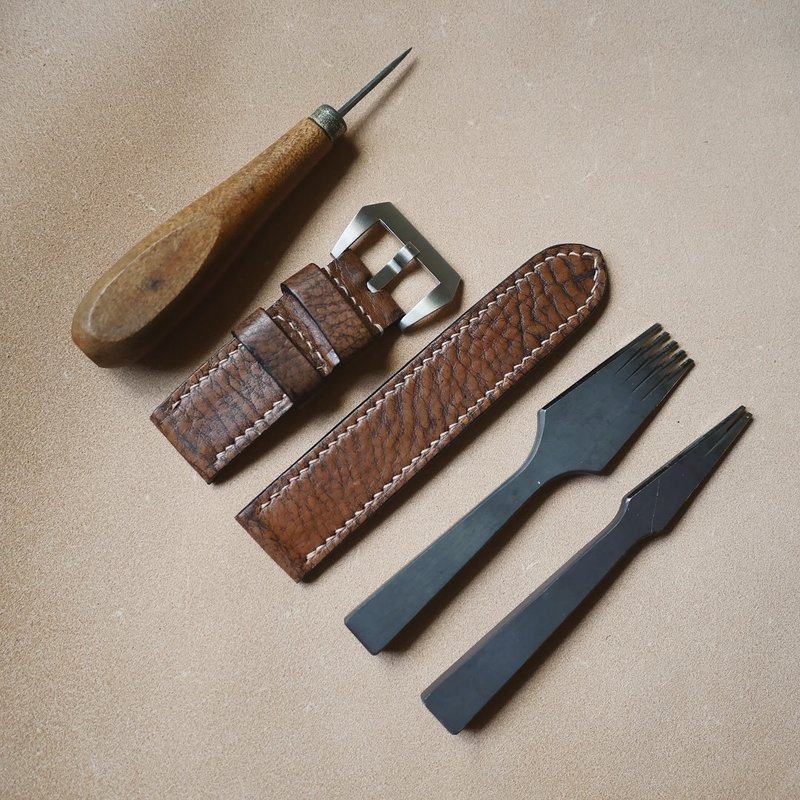手染旧化 PANERAI  手工皮革表带 - 旧化款 复古 沛纳海表带 - 表带 - 真皮 咖啡色