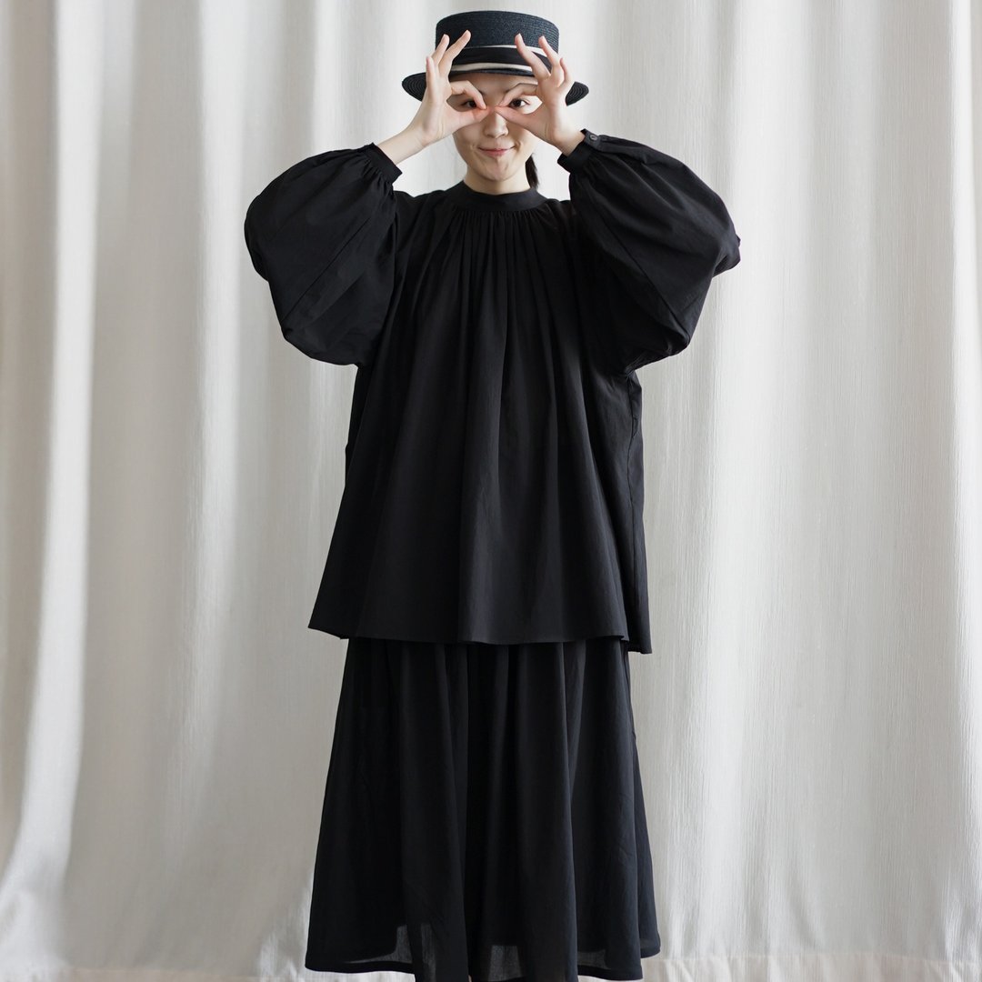Loose Blouse - black - 女装上衣 - 棉．麻 黑色