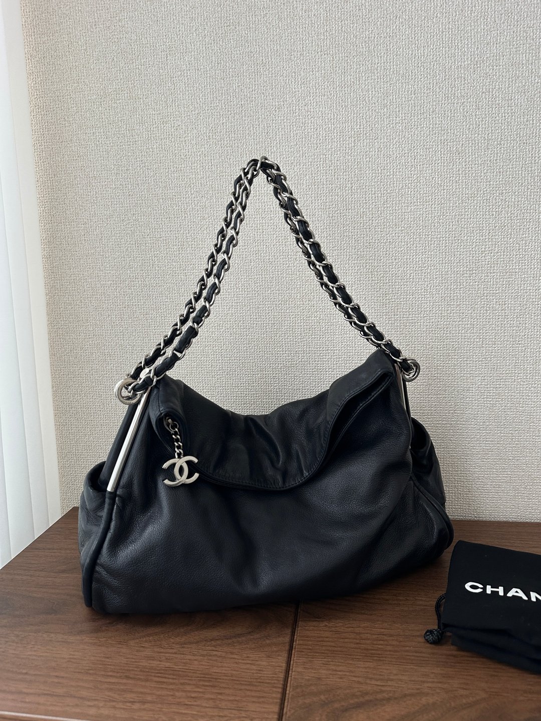 中古包 CHANEL 香奈儿 Vintage Hobo Bag - 侧背包/斜挎包 - 真皮 黑色