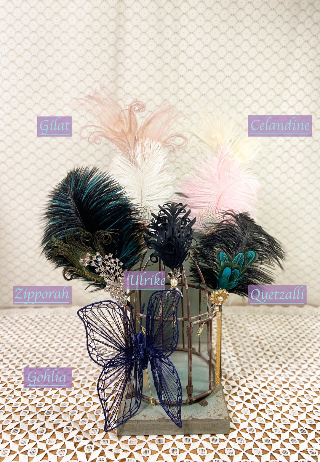 20's Gatsby 手工羽毛胸针/帽针 - 发饰 - 其他材质 