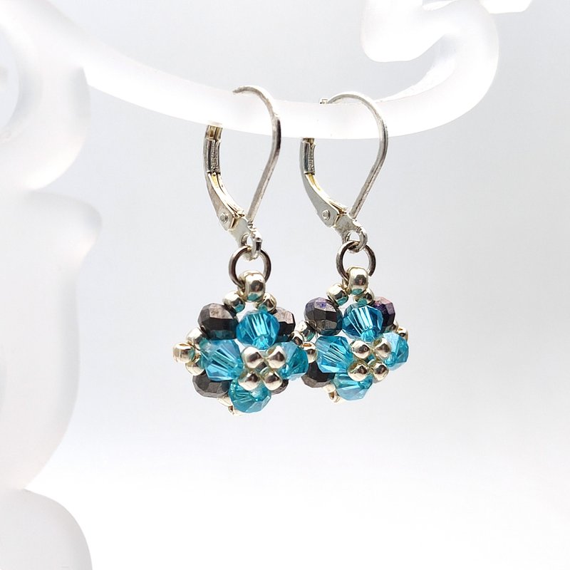 耳環, 日常搭配, 新娘耳環, 華麗耳環, 手作, Blue earrings, Simple earrings - 耳环/耳夹 - 玻璃 蓝色