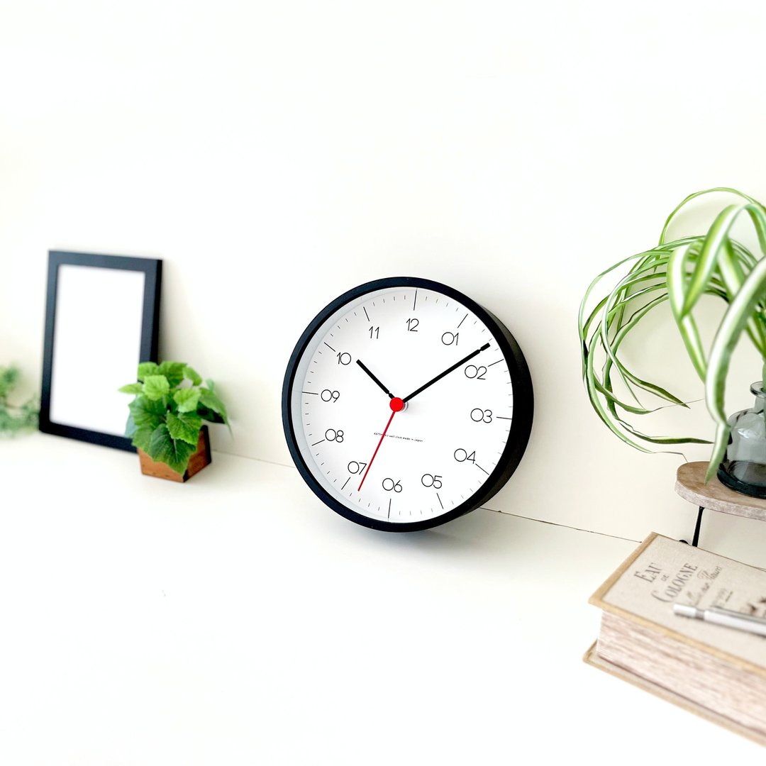 KATOMOKU plywood clock 24 黑色 (km-151BKS) 挂钟 日本制造 - 时钟/闹钟 - 木头 黑色