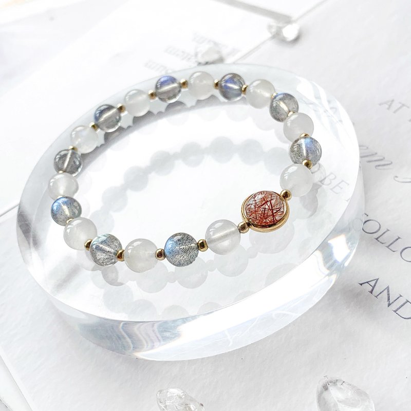坚定的爱情 | 红发晶 拉长石 月光石 招财 爱情 天然石手链 - 手链/手环 - 水晶 多色