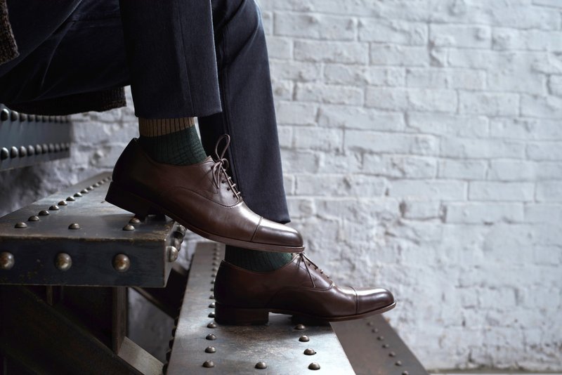 鹅颈横饰牛津皮底鞋 渲染咖 绅士鞋 牛津鞋 皮鞋 男 - 男款皮鞋 - 真皮 咖啡色