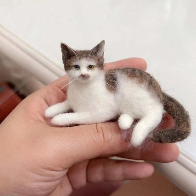 客制化逼真猫 羊毛毡 宠物 娃娃 定制 手工 狗狗猫咪 毛小孩 244 - 玩具 - 羊毛 多色