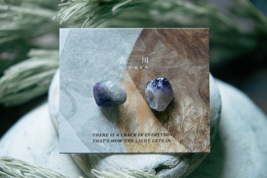 CRACK | 矿物系耳环 |  EARRINGS - 耳环/耳夹 - 玉石 紫色