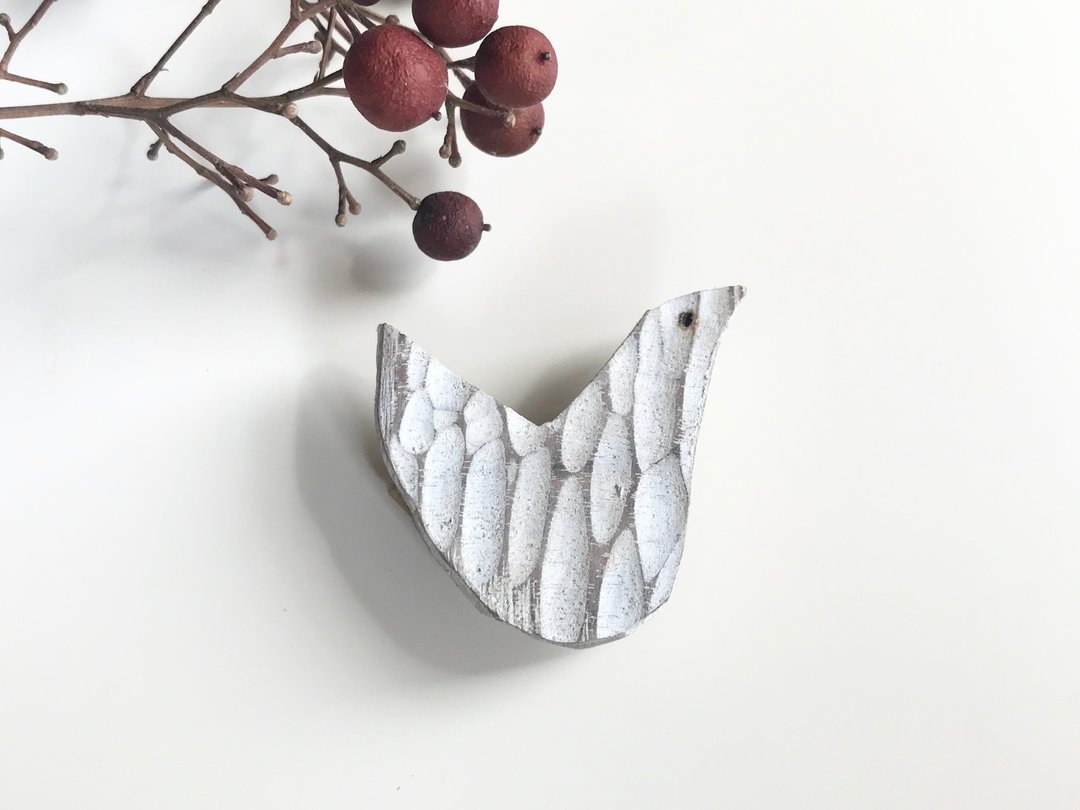 Bird brooch wooden - 胸针 - 木头 咖啡色