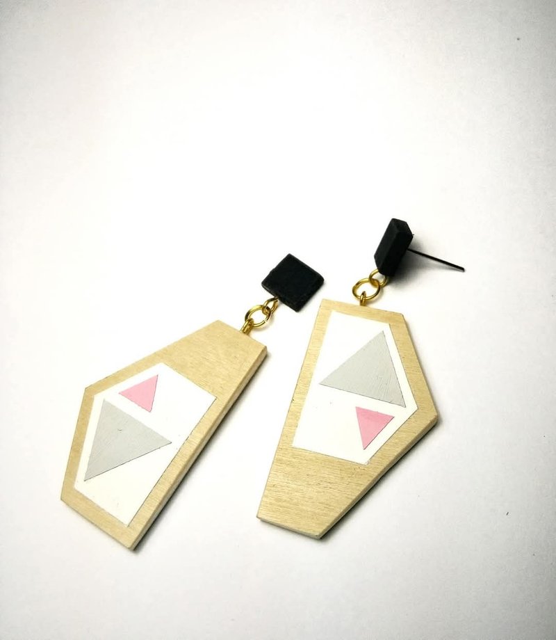 耳环木Rose01 - 耳环/耳夹 - 木头 