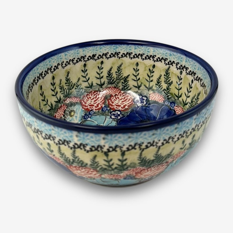 波兰手绘手工陶-大碗 16cm 野花之歌系列 - 碗 - 陶 蓝色