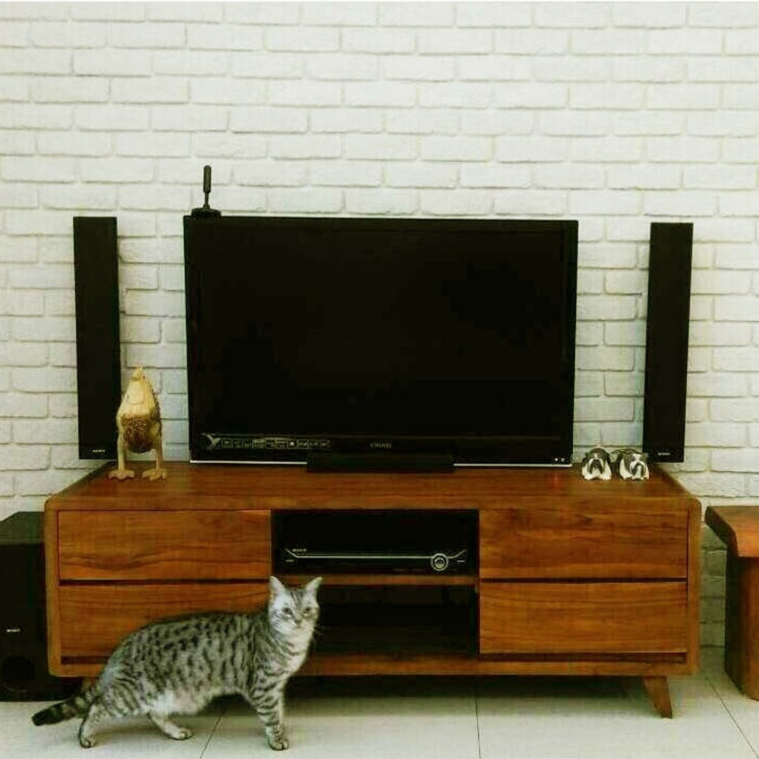 【吉迪市100%全柚木家具】RPTV012 柚木四抽电视柜 客厅 收纳 - 电视柜 - 木头 咖啡色