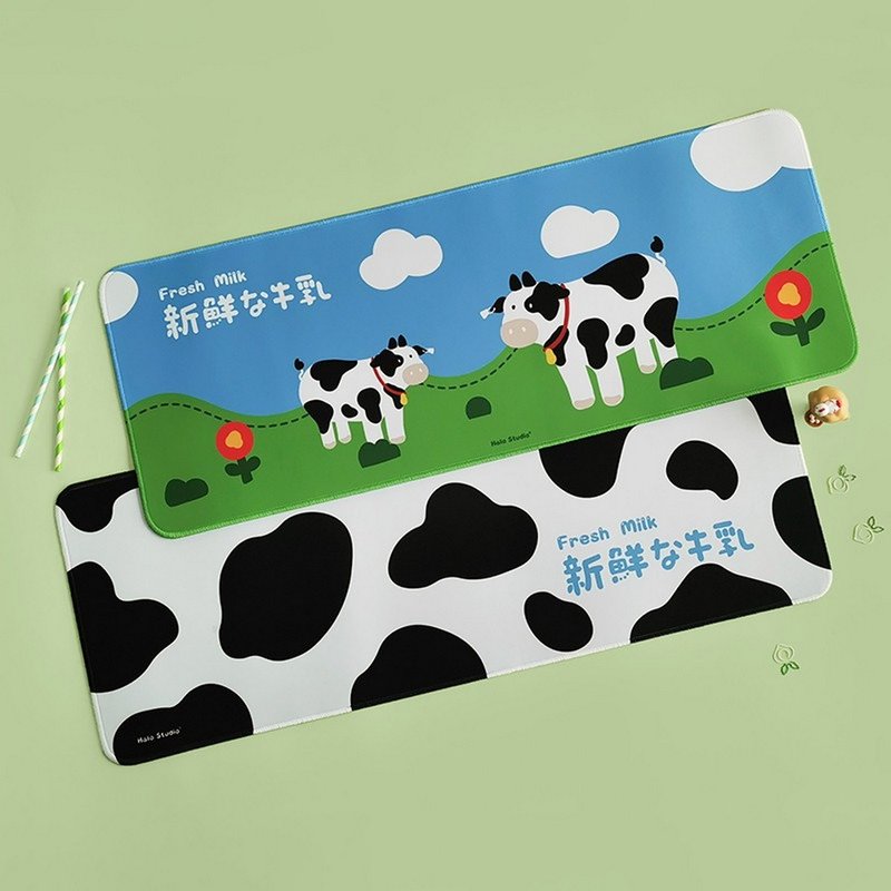 新鲜牛乳插画 可爱奶牛 电竞游戏学习办公大鼠标垫 - 鼠标垫 - 橡胶 