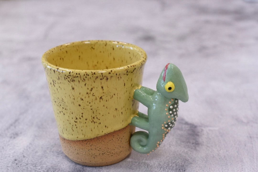 变色龙把手陶杯 - 茶具/茶杯 - 陶 