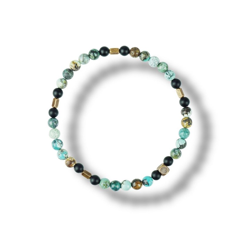 Op.03 复古天然石手链 古法手工做舊 湖北綠松石 - 手链/手环 - 半宝石 多色