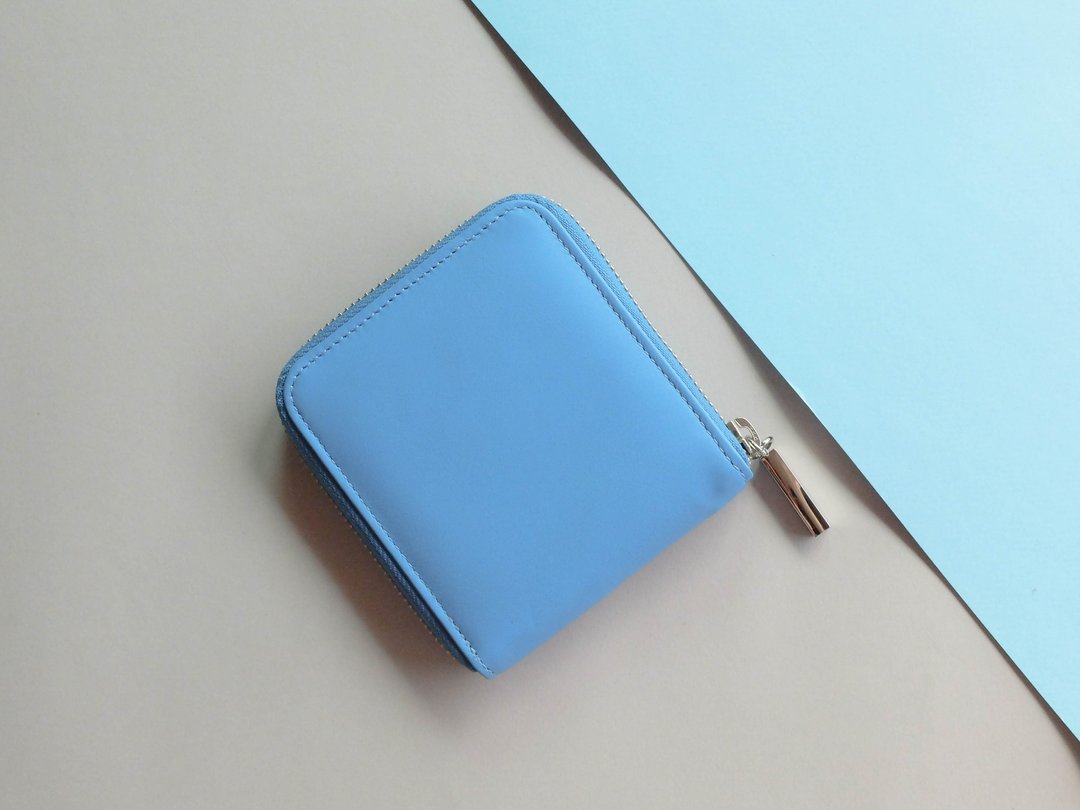 'MONDAY' ITALY LEATHER SHORT WALLET-BLUE - 皮夹/钱包 - 真皮 蓝色