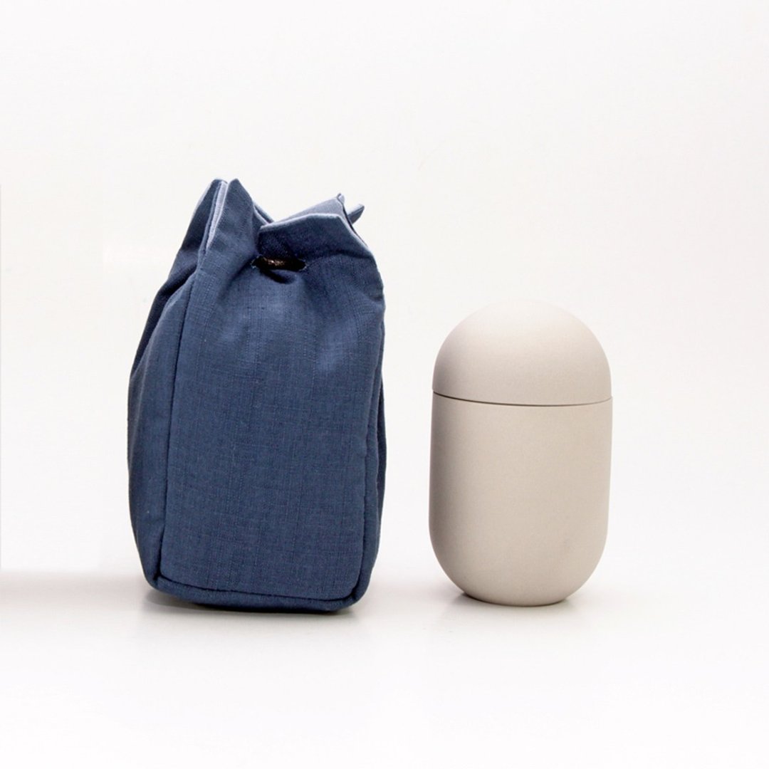 享福茶仓(附旅行保护袋) Round Tea Can + bag - 茶具/茶杯 - 瓷 灰色