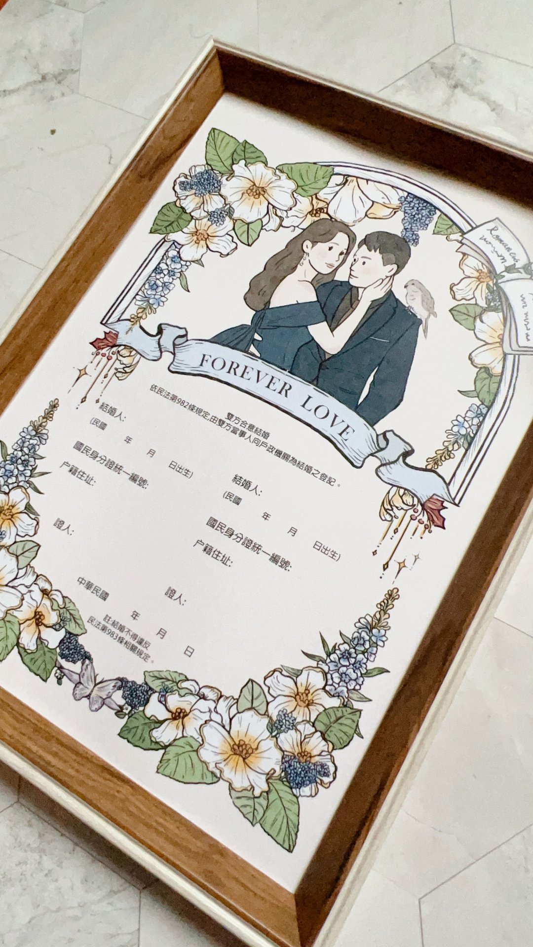 快速出货!!定制人像似颜绘婚约(赠人物图档+相框) - 订制画像 - 其他材质 