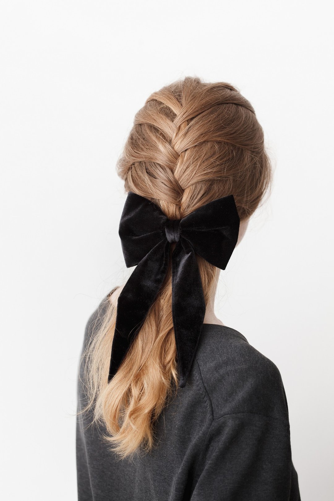 Black Velvet Bow for Adult, Big Hair Bow Clip Barrette for Women - 发饰 - 其他材质 黑色