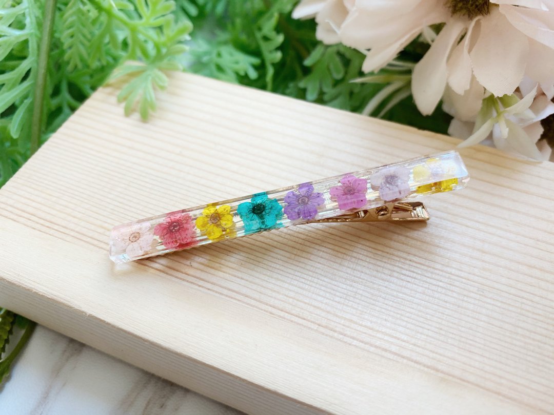真花押花 小手球花长发夹 发饰 真花发饰 - 发饰 - 植物．花 多色