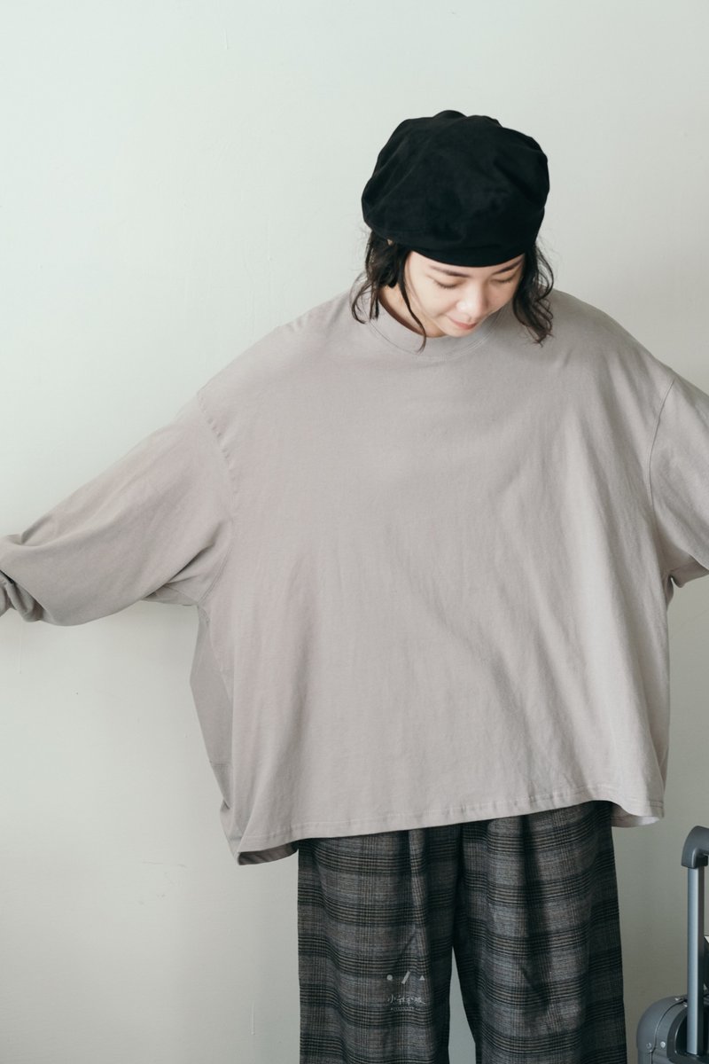 宽宽松松舒舒服服茧型上衣 - 女装上衣 - 棉 灰色