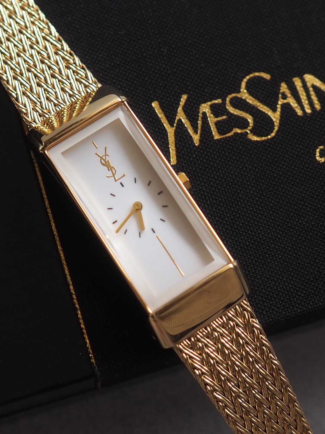 YVES SAINT LAURENT YSL 方形表 腕表 金色 古董 - 女表 - 不锈钢 金色