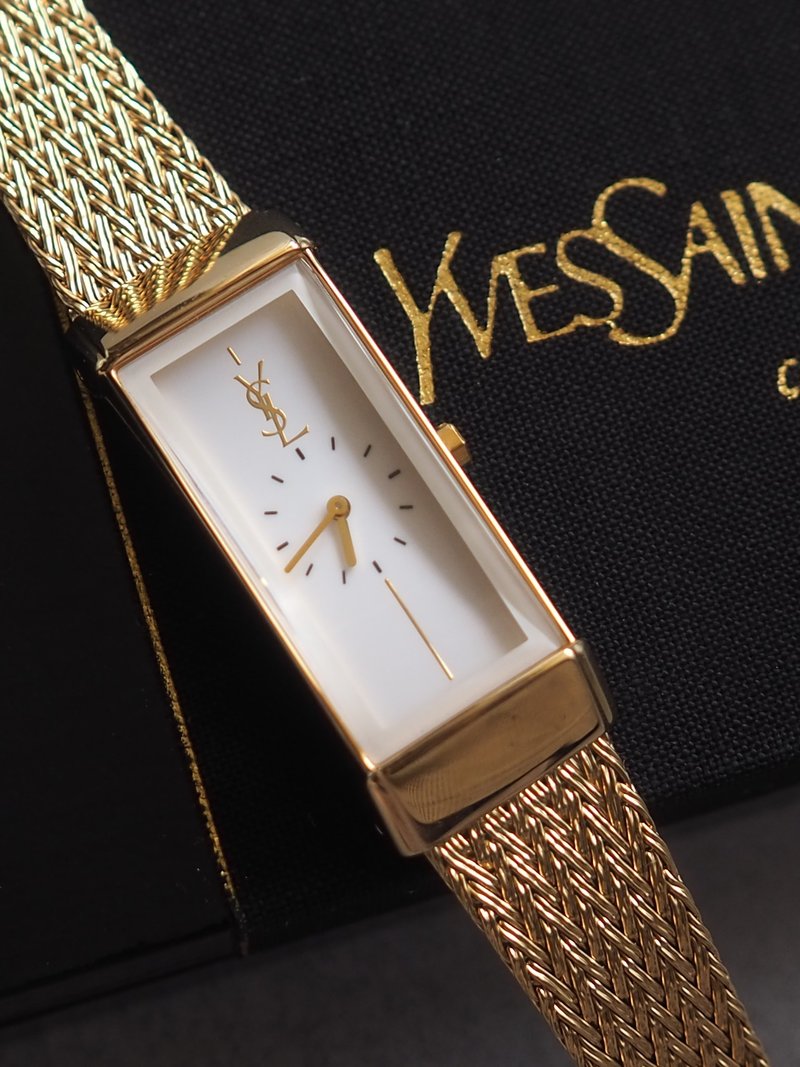 YVES SAINT LAURENT YSL 方形表 腕表 金色 古董 - 女表 - 不锈钢 金色