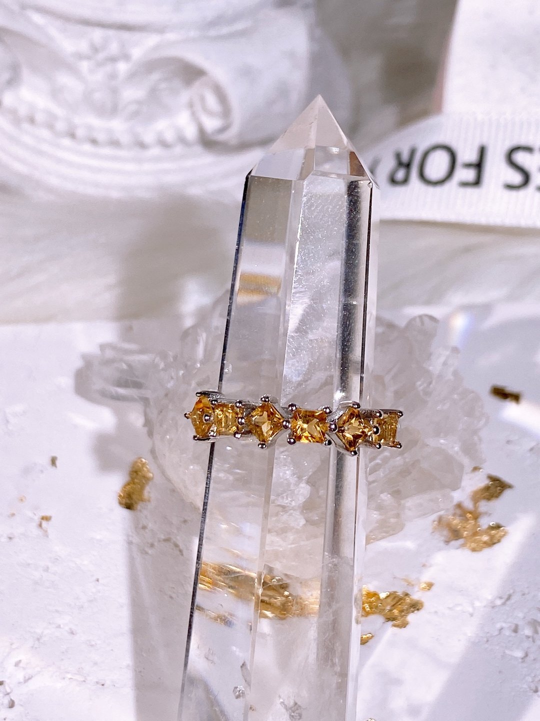 天然黄水晶 不规则造型戒 0.85克拉 925纯银 11月诞生石 - 戒指 - 水晶 黄色