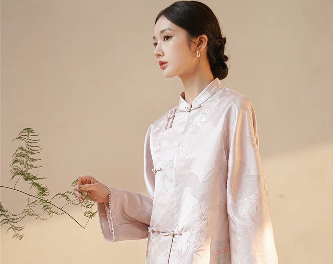 镜花瑶 新中式粉色复古唐装上衣 - 女装上衣 - 其他材质 粉红色