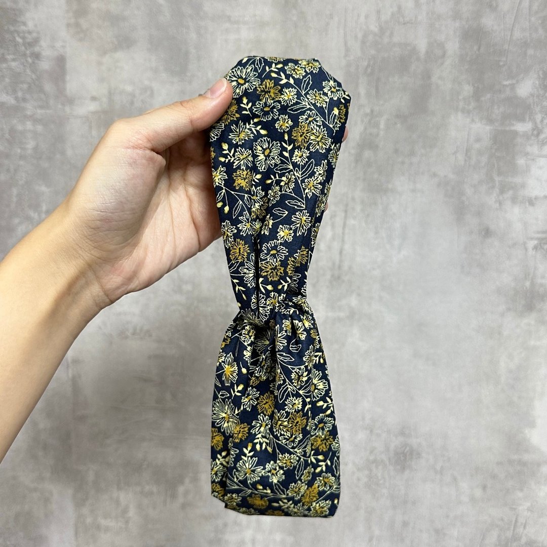 手工发带 / 青蓝复古 / 手绘花 / 女装 - 发饰 - 棉 蓝色