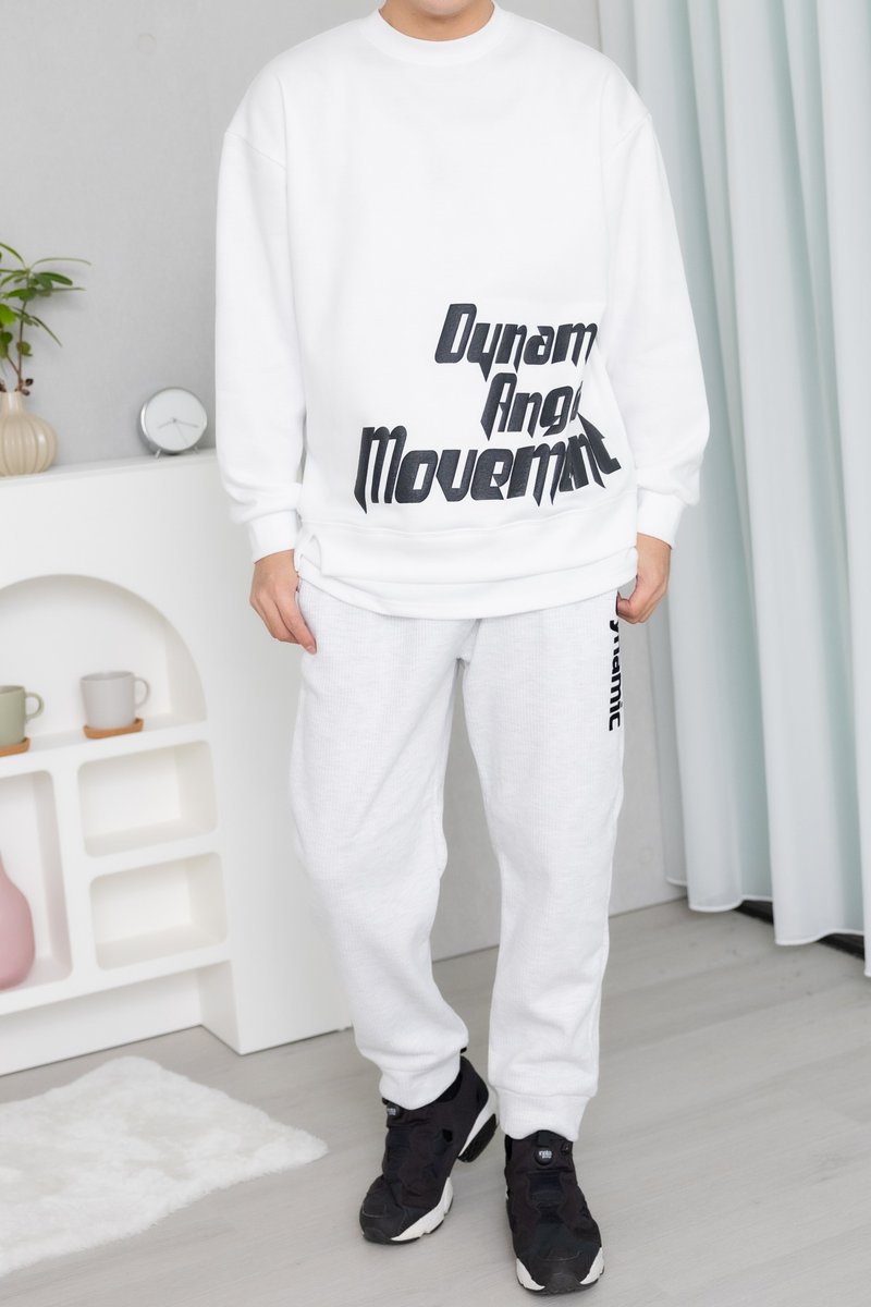 下摆拼接内刷毛长袖上衣 白色 - 中性连帽卫衣/T 恤 - 其他材质 白色