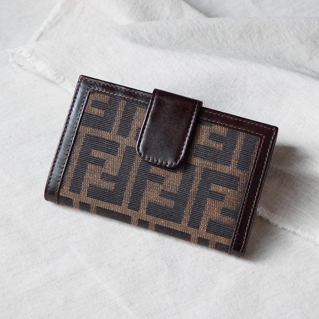 Vintage Fendi 深色老花长夹 - 皮夹/钱包 - 真皮 多色