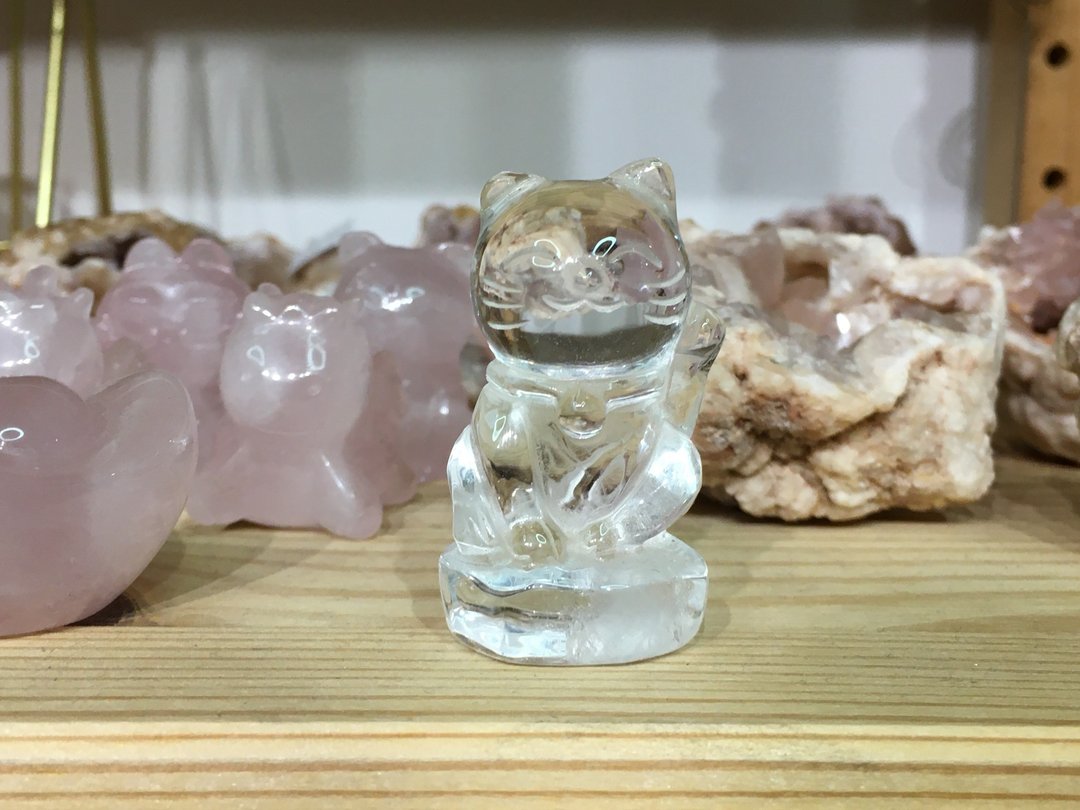 白水晶招财猫 - 招财 趋吉开运 家居小物 办公室小物 商店招财 - 摆饰 - 水晶 