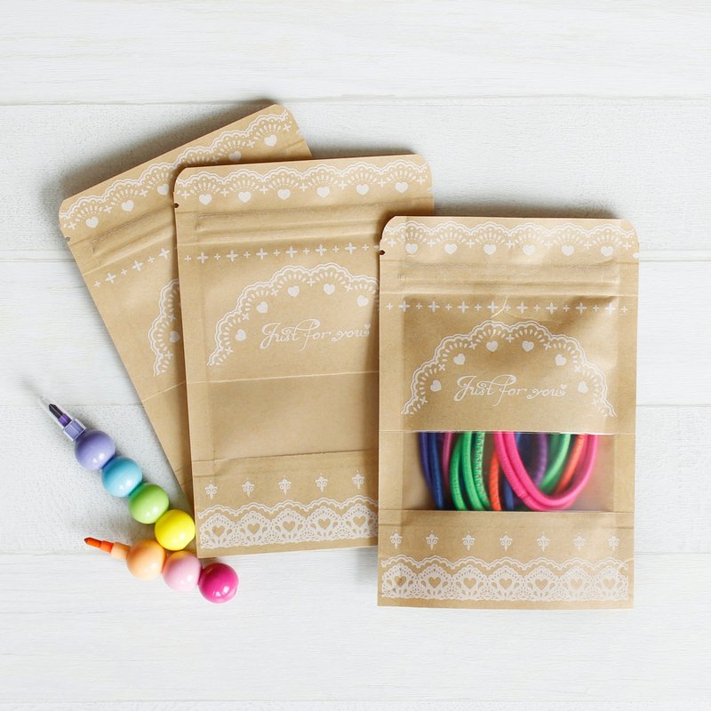 牛皮纸开窗有底夹链袋 - 小 SBG-242 - 包装材料 - 纸 卡其色