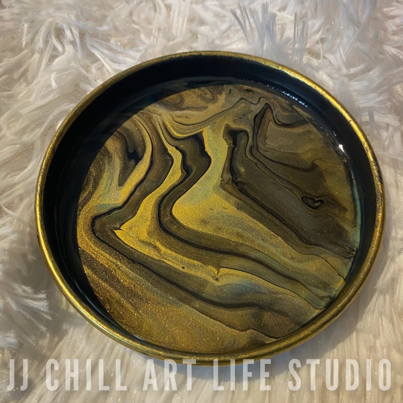 【手作】微醺深夜 | 仿旧金属杯垫/饰品盘/钥匙盘/装饰盘 - 盘子/餐盘/盘架 - 其他金属 金色