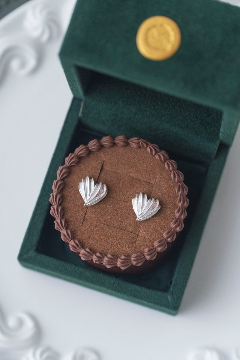 奶油甜心(浅粉) 纯银耳饰 银黏土 - 耳环/耳夹 - 纯银 银色