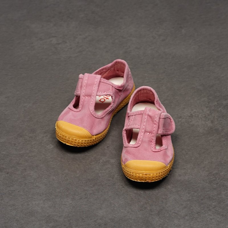 西班牙帆布鞋CIENTA J77777 42粉红色  黄底 洗旧布料 童鞋 T字款 - 童装鞋 - 棉．麻 粉红色