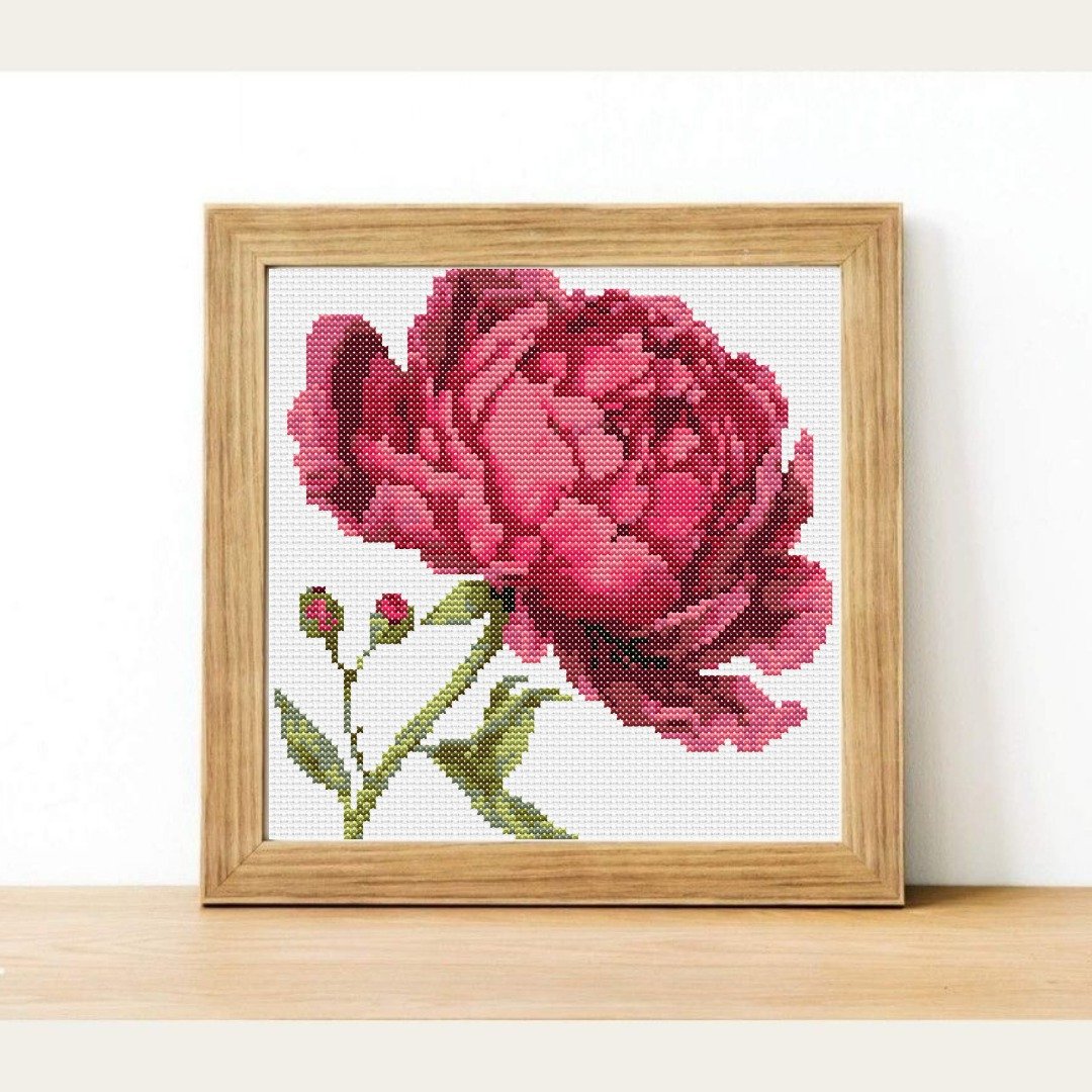 Peonies cross stitch pattern, PDF instant download, flower cross stitch chart - 其他数码商品 - 其他材质 