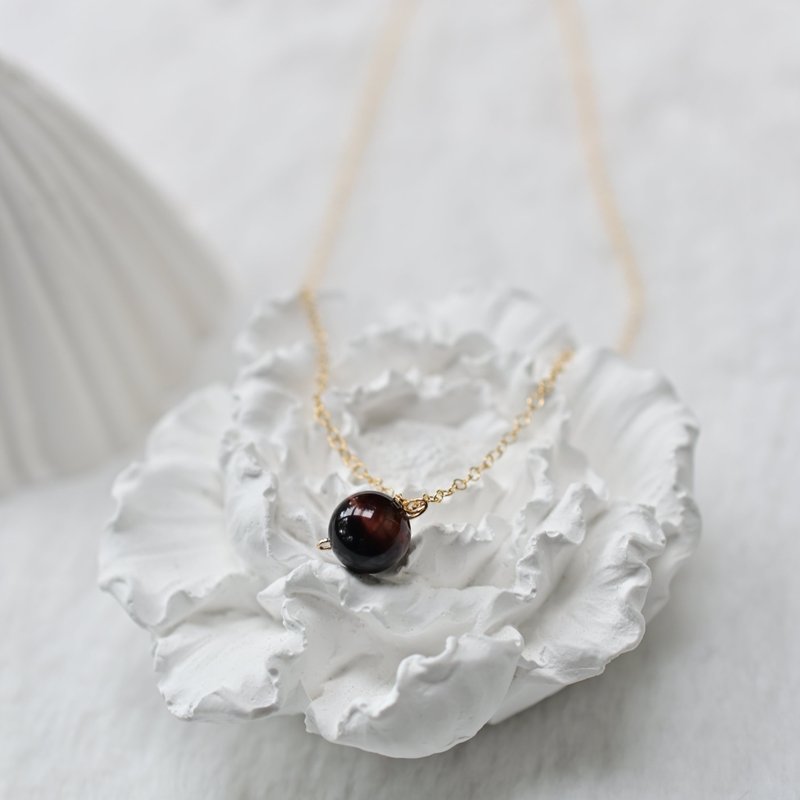 红色虎眼石-纯手工14k包金项链 - 热情、勇敢、生命力、坚定 - 项链 - 半宝石 红色