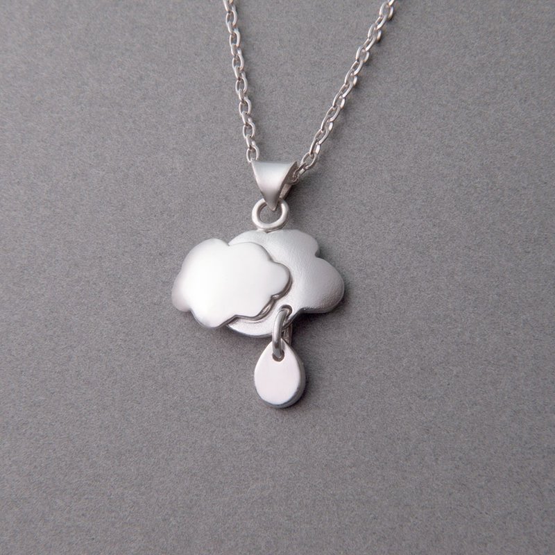 云与雨滴 - 纯银云朵项链 - 项链 - 其他金属 银色