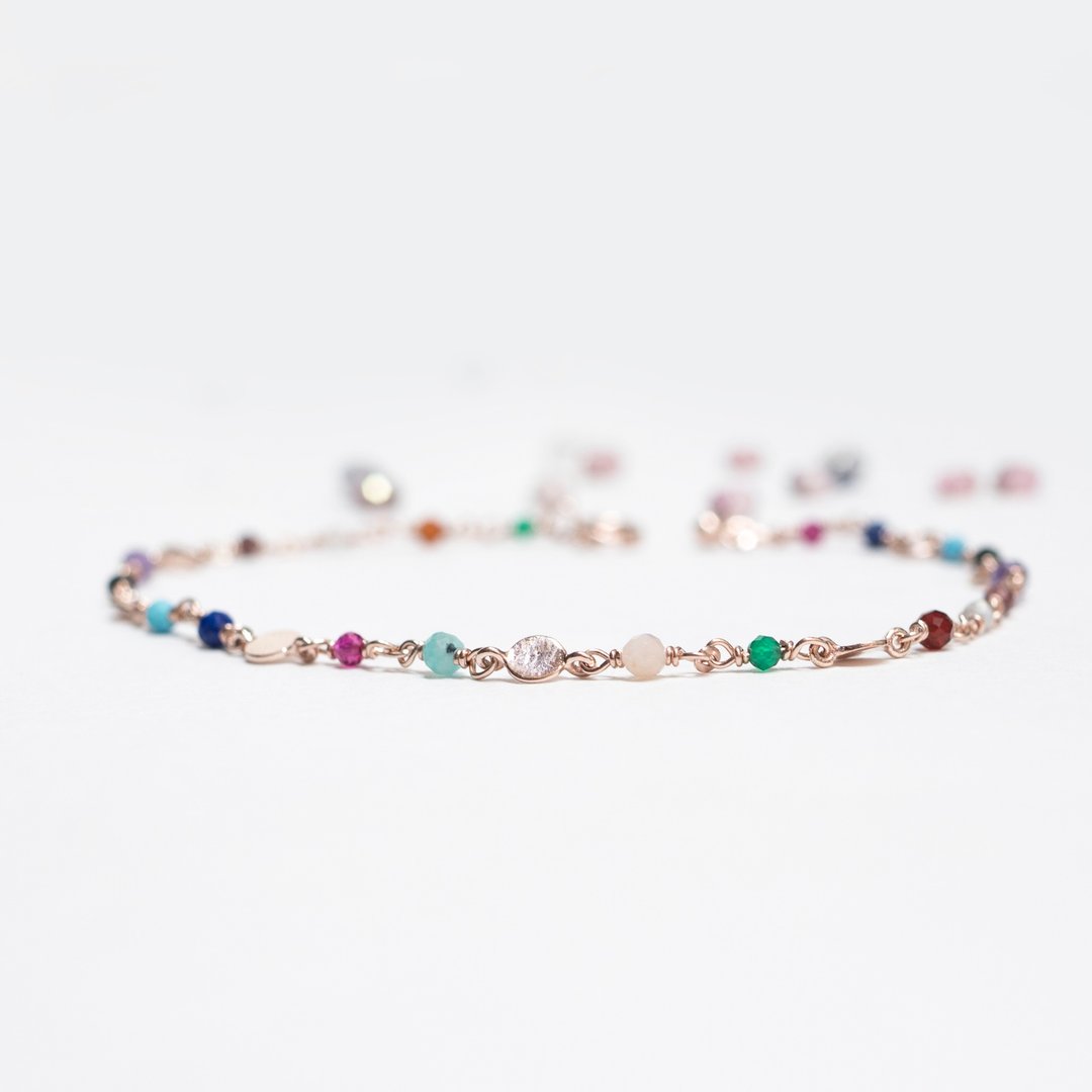 油画风彩色水晶手链 Mix Gems Bracelet - 手链/手环 - 纯银 
