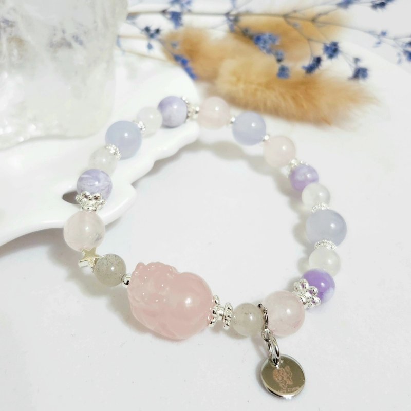 粉晶貔貅设计手链/招桃花人缘、增强沟通能力之水晶 - 手链/手环 - 水晶 粉红色