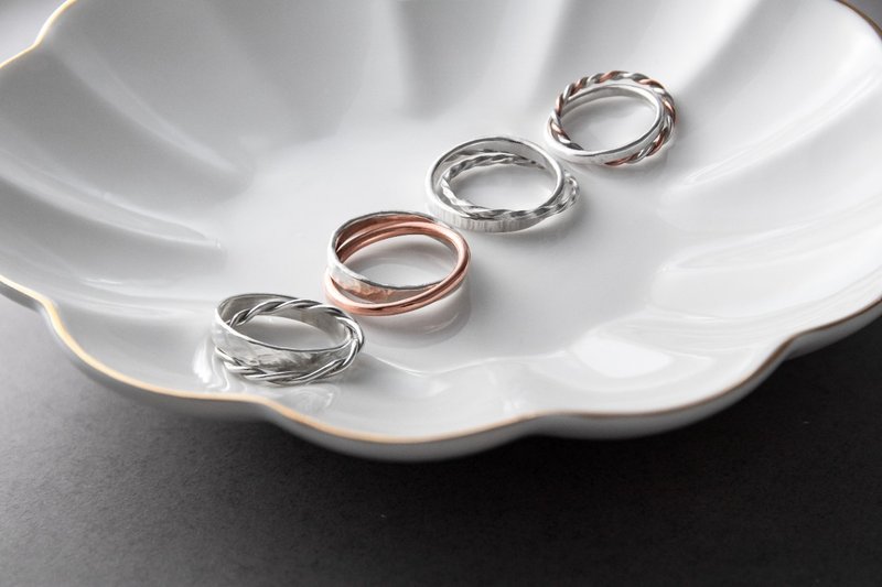 双圈戒指 文化币 礼物 情人节 情人 对戒 - 金工/饰品 - 纯银 