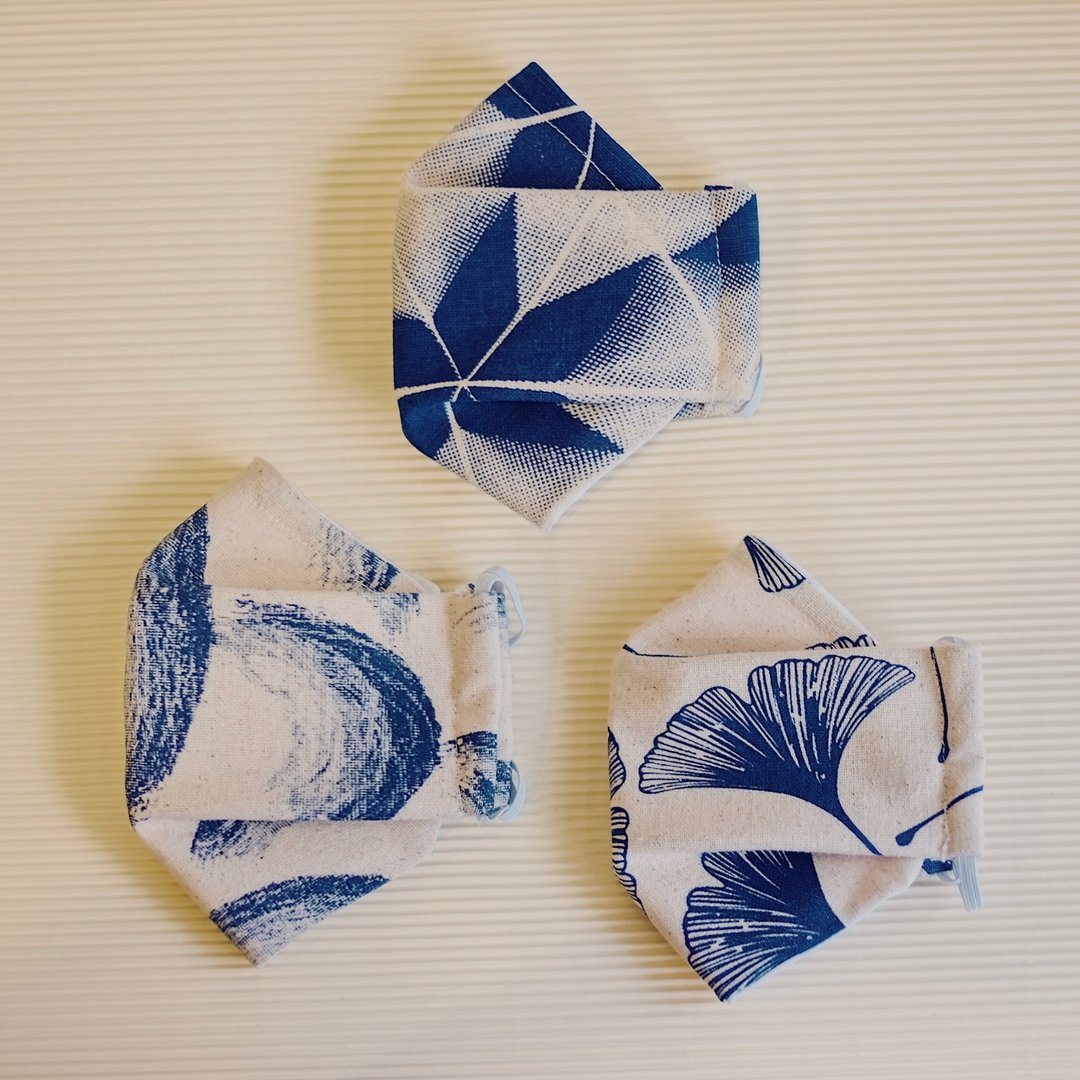 Korea style Printed fabric handmade mask - 口罩 - 棉 蓝色