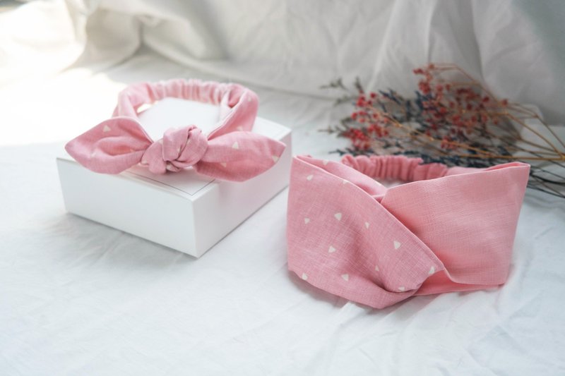 发带 | 母女发带 | 婴儿发带 | 弥月礼盒 | 粉红假期 - 婴儿帽/发带 - 棉．麻 粉红色