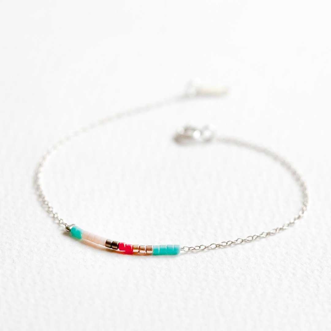 简约时尚Sterling silver 925纯银地中海蓝极细珠串手链《小链子会社》BSV041 - 手链/手环 - 其他金属 多色
