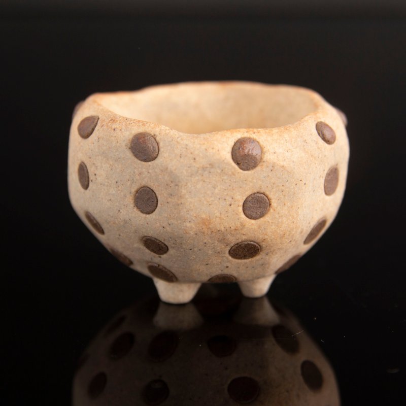 豆盆栽系列 // 点点盆栽、迷你手工盆、陶盆、拇指盆栽 - 米白色 - 花瓶/陶器 - 陶 白色