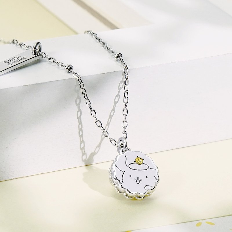 布丁狗喜拿一起玩系列-Purin&Cinna夹心饼干晶钻纯银项链 - 项链 - 纯银 银色