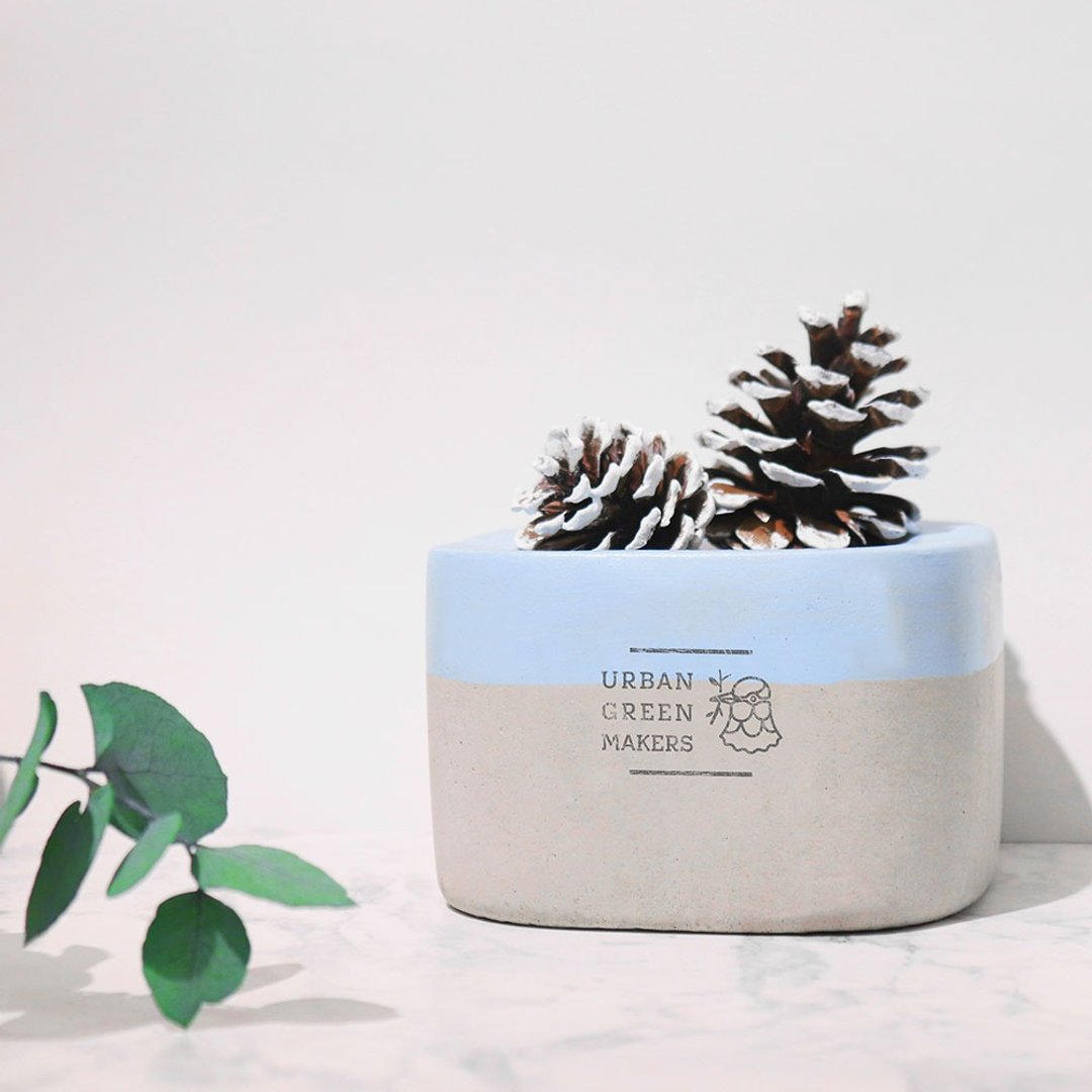 UGM方型清水模盆器 / 粉蓝 (M) - 植栽/盆栽 - 水泥 