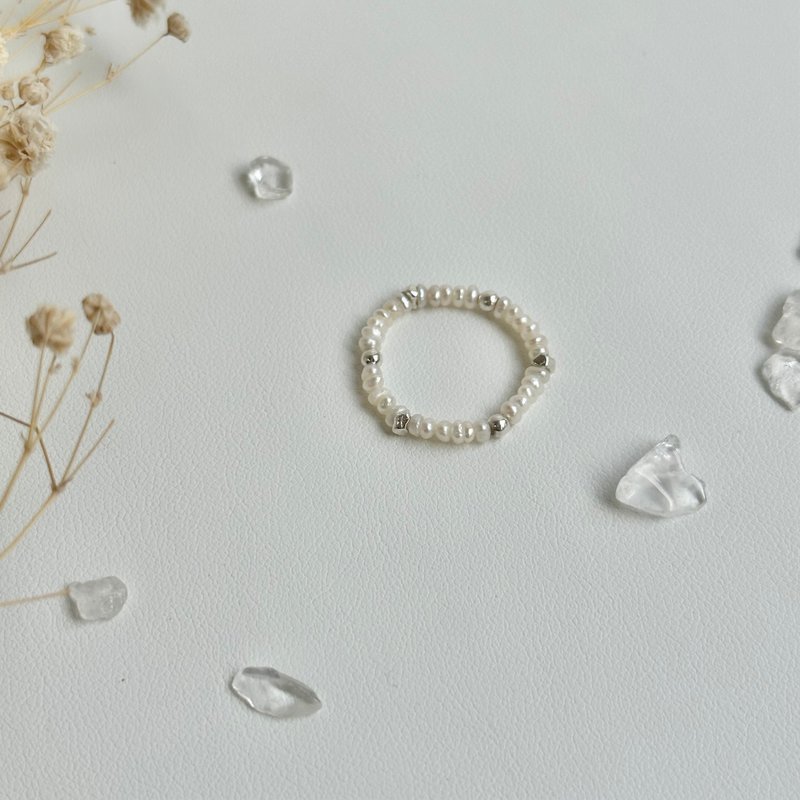 小碎石珍珠银戒/淡水珍珠/珍珠戒指 定制化 - 戒指 - 珍珠 