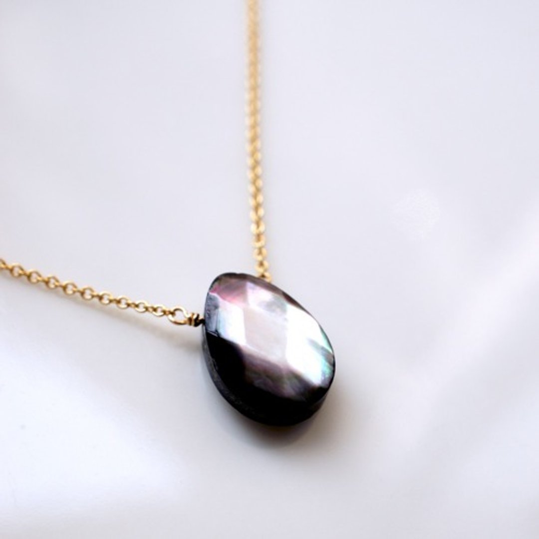 Pair Shape Check Cut Necklace Padma - 项链 - 宝石 黑色